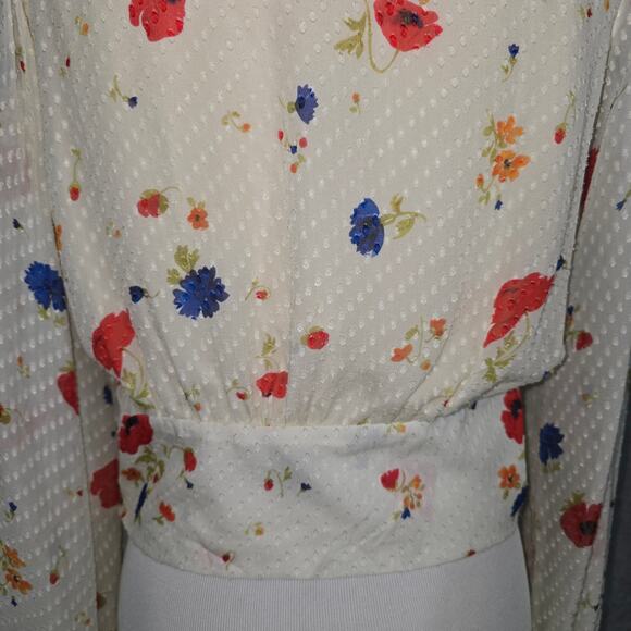 The Kooples Cream Daydream Flowers Lace-Up Floral Silk Top - Picture 7 of 7